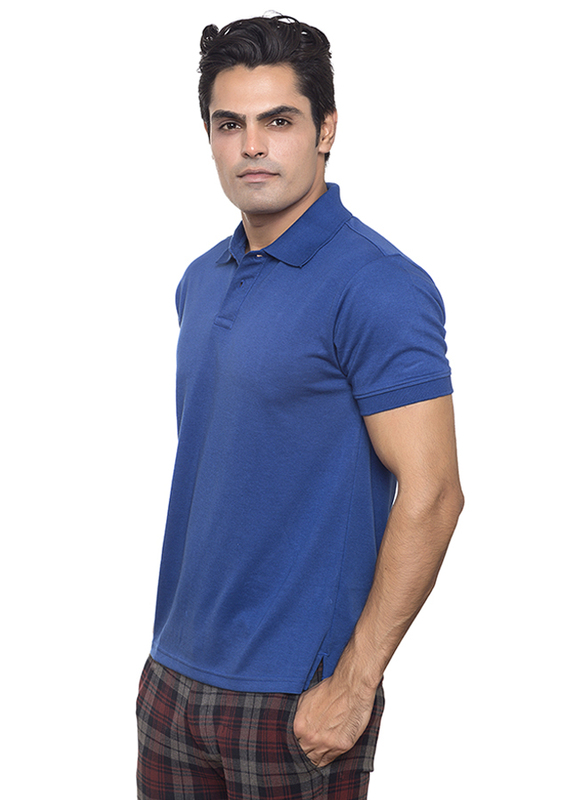 Santhome Short Sleeve Polo Shirt for Men, Medium, Royal Blue