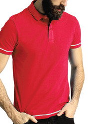 Santhome Short Sleeve Polo Shirt for Men, Medium, Red