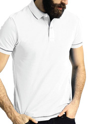 Santhome Short Sleeve Polo Shirt for Men, Medium, White