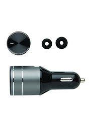 XD Collection Grafton Car Charger, with Integrated Wireless Earbud, Black/Grey