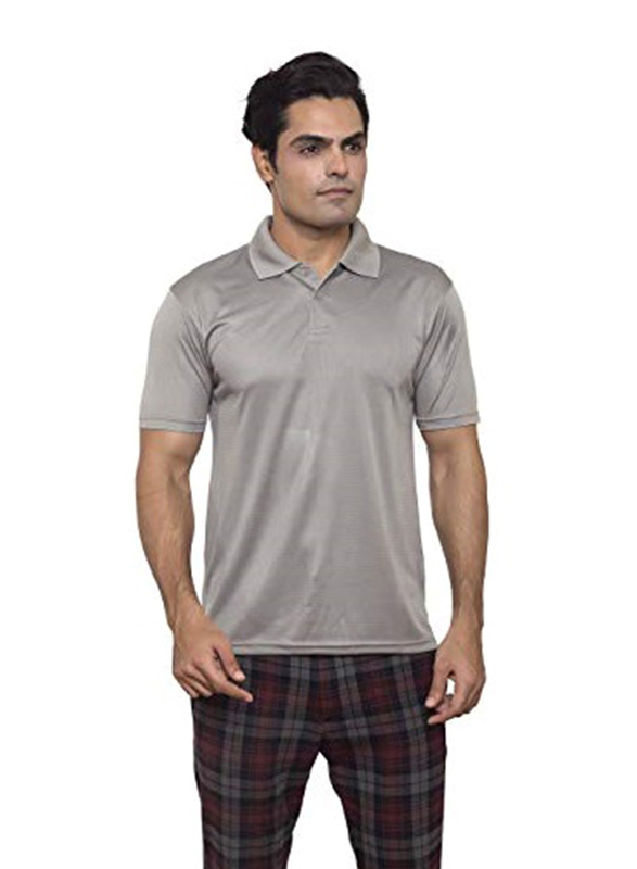 Santhome Short Sleeve Polo Shirt for Men, Small, Grey
