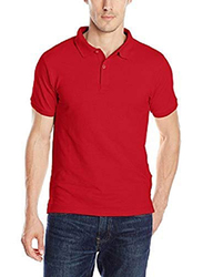 Santhome Short Sleeve Cotton Polo Shirt for Men, Medium, Red