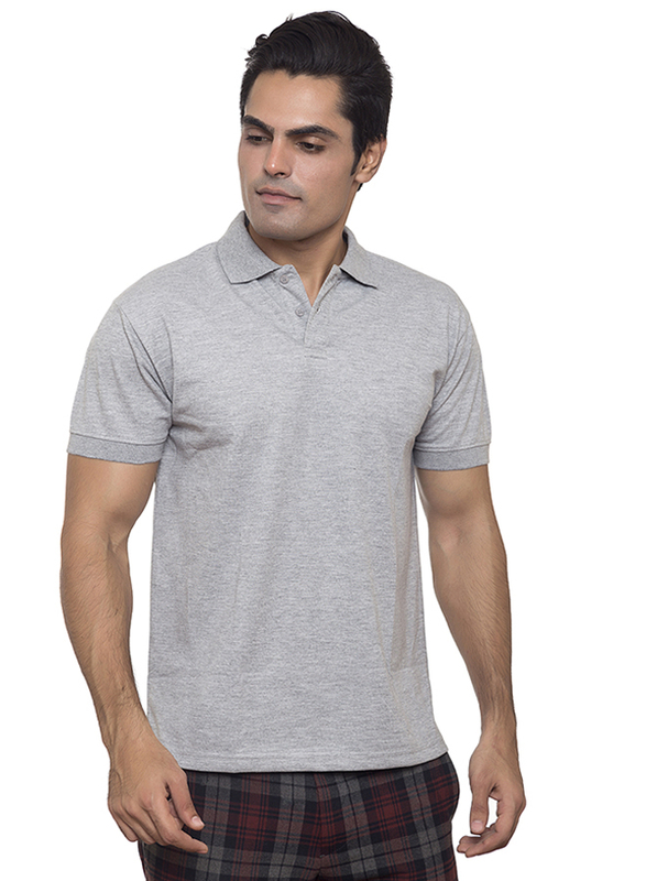 Santhome Short Sleeve Polo Shirt for Men, Medium, Grey Melange