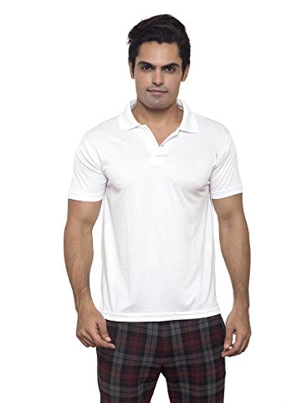 Santhome Short Sleeve Polo Shirt for Men, Small, White