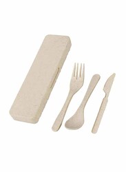 Eco-Neutral 3-Piece Plastic Wheat Straw Flatware Set, Natural