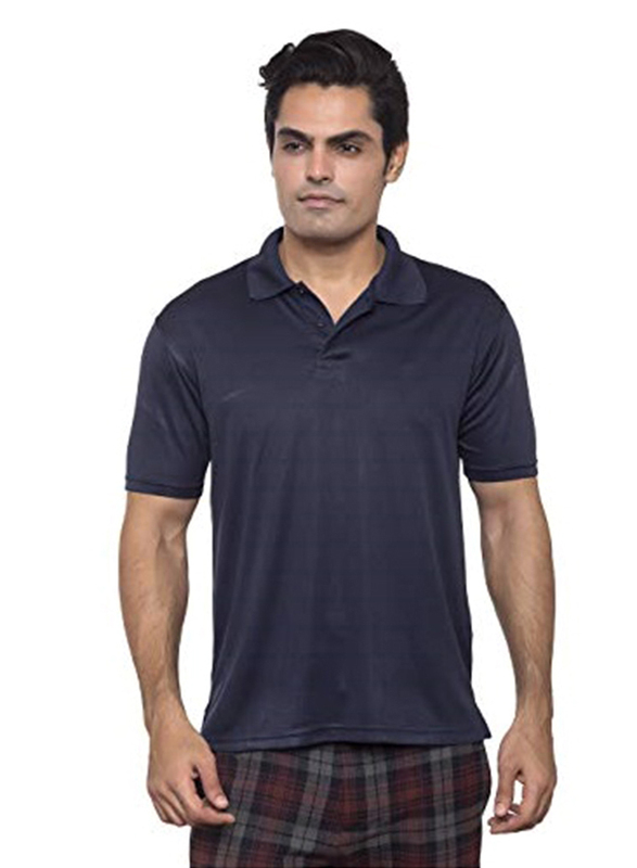 Santhome Short Sleeve Polo Shirt for Men, Small, Navy Blue