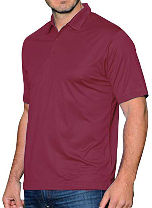 Santhome Short Sleeve Polo Shirt for Men, Small, Maroon