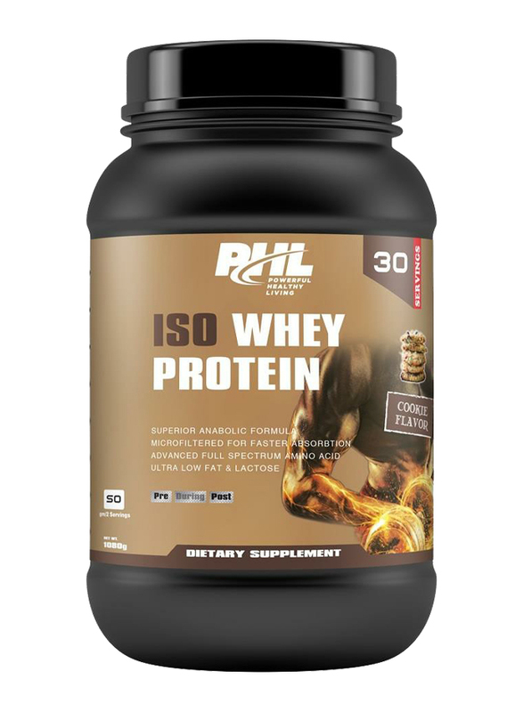 PHL ISO Whey Protein 30 Servings Powder, 1080g, Cookie