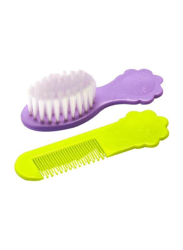 Pigeon K578 Comb & Brush set for Babies, Multicolor, 2 Pieces
