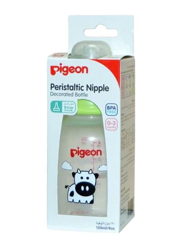 Pigeon BPA Free Slim Neck Animal Decorated Baby Feeding Bottle, 120ml, Multicolor
