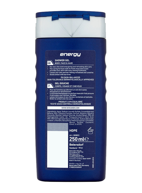 Nivea Men Energy Shower Gel with Mint Extracts, 250ml