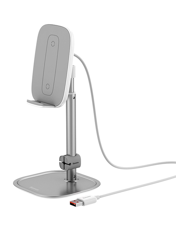 

Baseus Literary Youth Desktop Bracket Telescopic + Wireless Charger, Silver