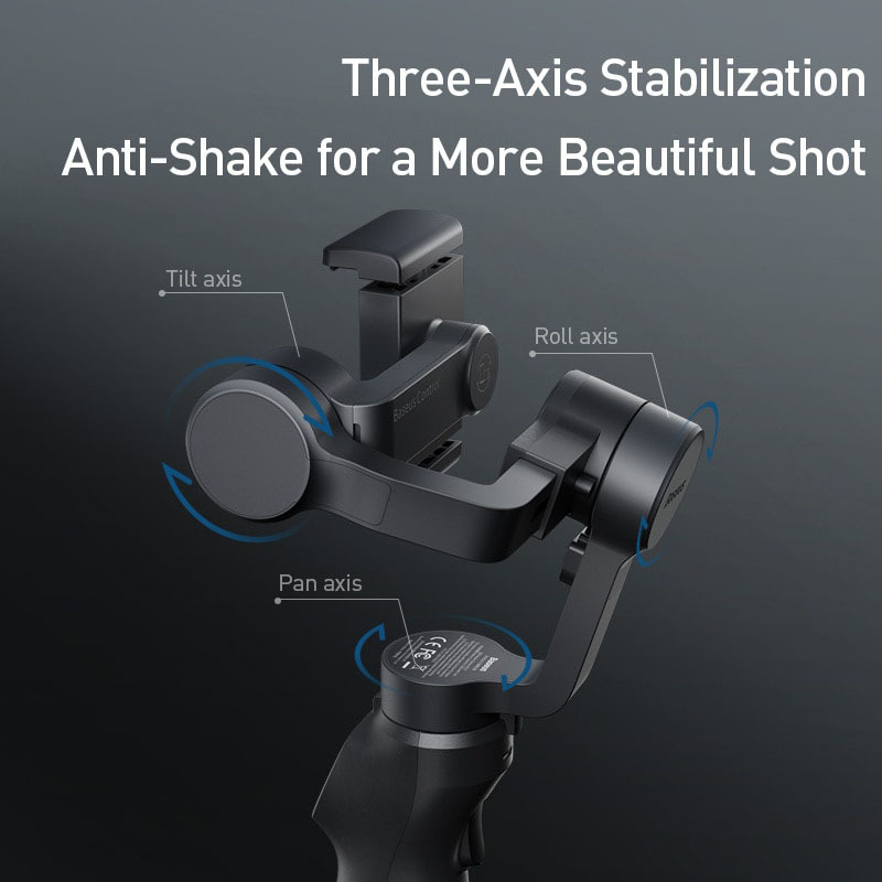 Baseus 2200mAh 3-Axis Gimbal Stabilizer for iPhone & Android Smartphones, Black