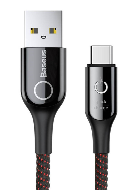 

Baseus 1-Meter USB Type-C Cable, C-Shaped Light Intelligent Power-Off Cable 3A, USB Type A Male to USB Type-C, Black