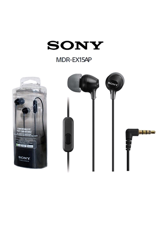 Sony MDREX15AP In-Ear Earphones with Mic, Black
