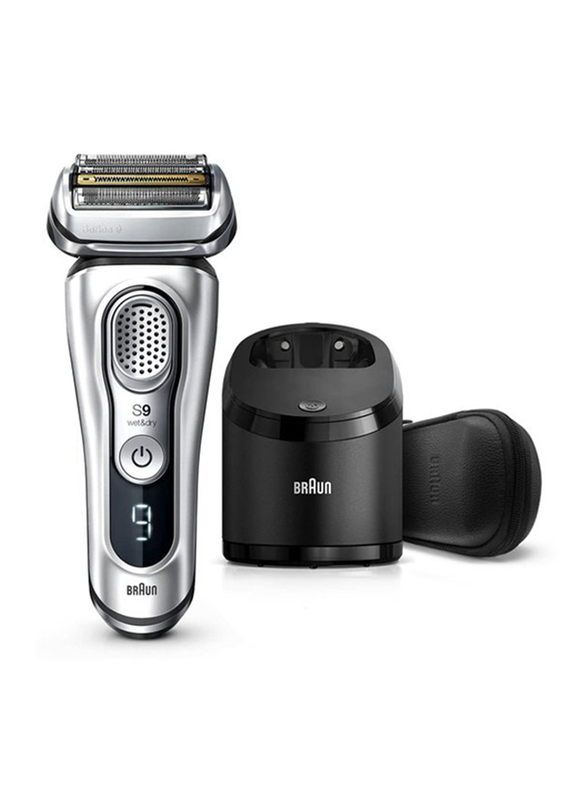 

Braun Series 9 Syncro Sonic Technology Shaver with 10D Flex Head Set, 9390cc, Silver/Black