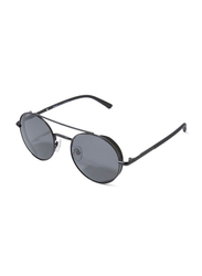 TFL Eyewear Polarized Round Full Rim Black Sunglasses for Women, Black Lens, MT8436-C18-91, 51/20/143