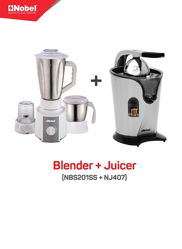 

Nobel Citrus Juicer with 3-in-1 Blende, 1.5 L, 350W, NJ407+NB201SS, Multicolour