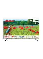 Nobel 75-Inch Flat 4K UHD LED Smart TV, NOB75UAU1HTN, Black