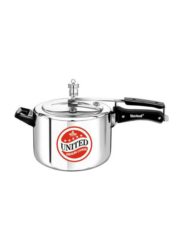 

United 5 Ltr Regular Aluminium Pressure Cooker with Inner Lid, UC0007, Silver