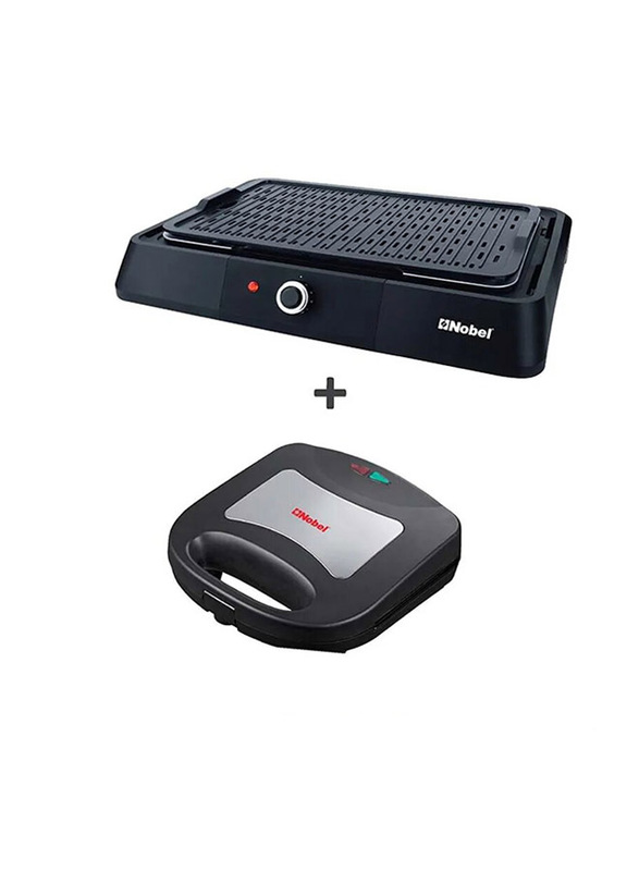 

Nobel BBQ Grill + Electric Sandwich Maker, 1600W, NBQ008 + NSM30G, Black