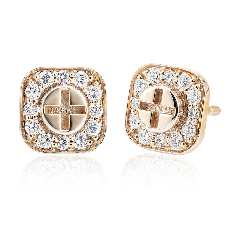 Wazna Jewellery Strength of Spirit 18K Yellow Gold Earrings with Diamond Stone
