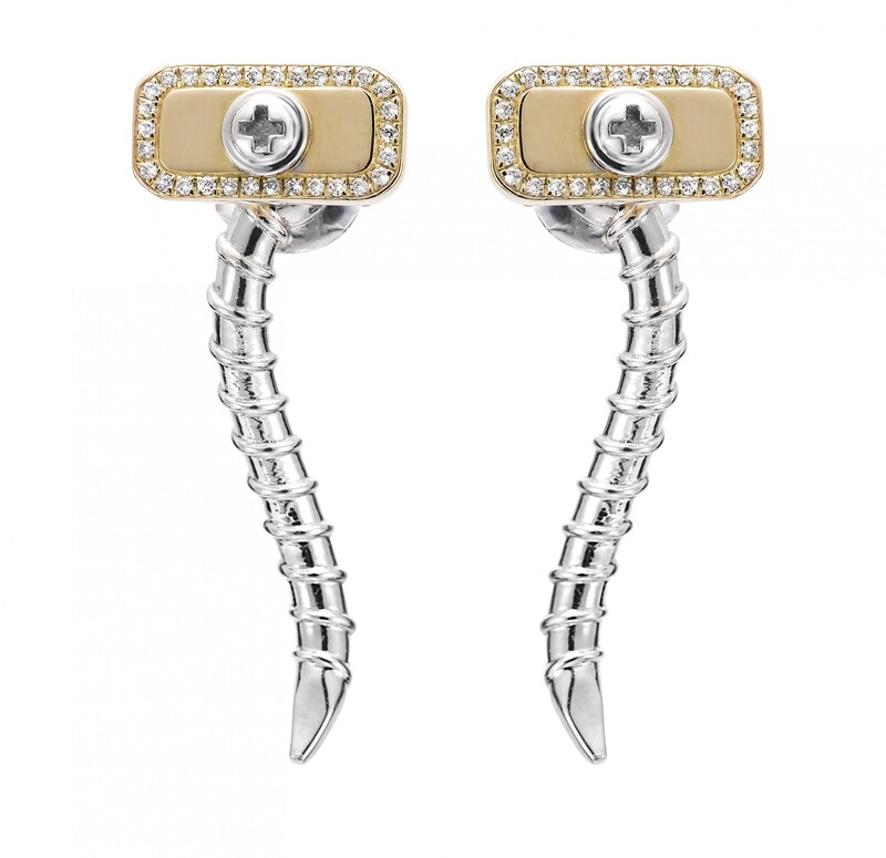Wazna Jewellery 18K Yellow Gold Earrings with Diamond Stone