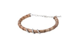 Wazna Jewellery Strength Of Spirit Leather Bracelet with Silver Chain, Brown