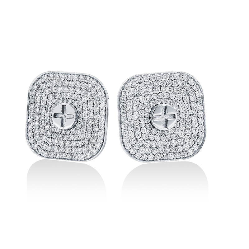 Wazna Jewellery Strength of Spirit 18K White Gold Diamond Studded Earrings