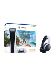 Sony PlayStation 5 Disc Gaming Console Bundle with Horizon Forbidden West Voucher and Pulse 3D Headset, White