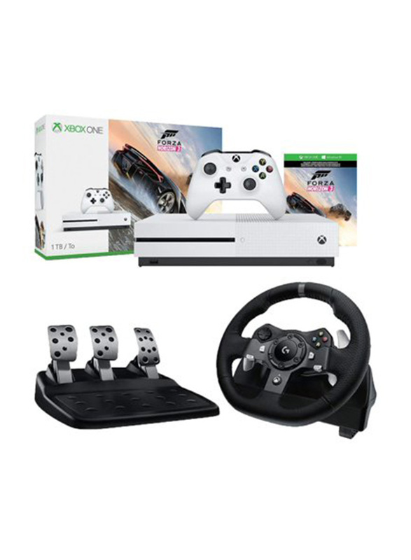 

Microsoft Xbox One S Console, 1TB, with 1 Controller, Logitech G920 Driving Force Racing Wheel and 2 Game (Forza Horizon 3 and Motorsport 7), Multicol