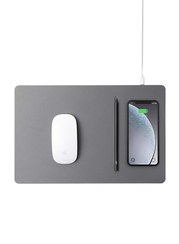 Pout Hands 3 Pro Qi Fast Wireless Charging Mouse Pad, Dusty Grey