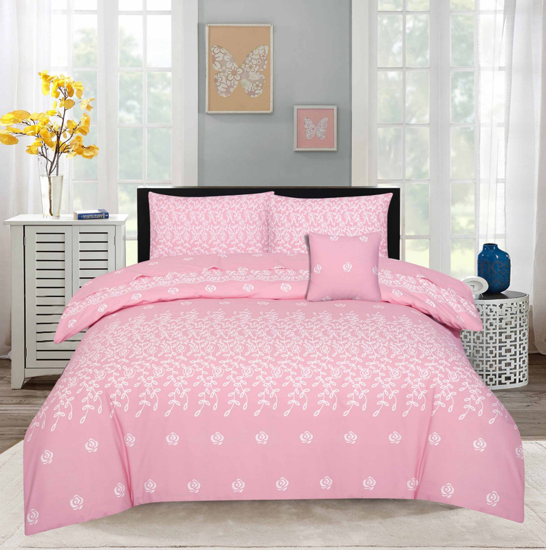 

Style Nasma 3-Piece Fabbr Design Sheets & Pillow Cases Set, 1 Bed Sheet + 2 Pillow Covers, Pink, King