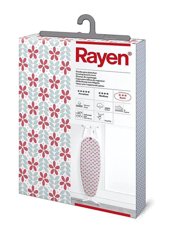 Rayen Basic Iron Board Cover with Easy Clip, 130 x 47cm, Multicolor