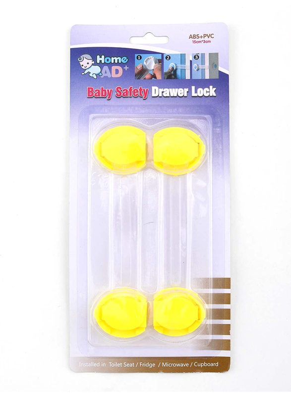 Home Pro Ad+ Baby Safety Drawer Lock, White/Yellow