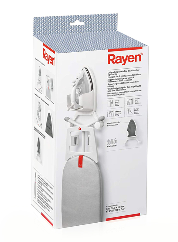 Rayen Ironing Board and Iron Hanger, White