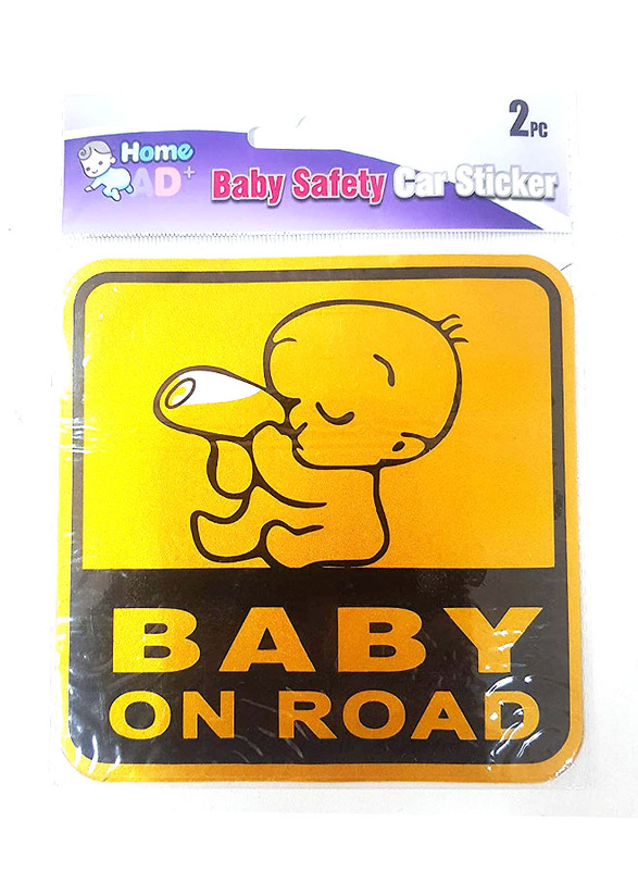 Home Pro Ad+ Baby Safety Baby on Road Car Sticker, Yellow/Black