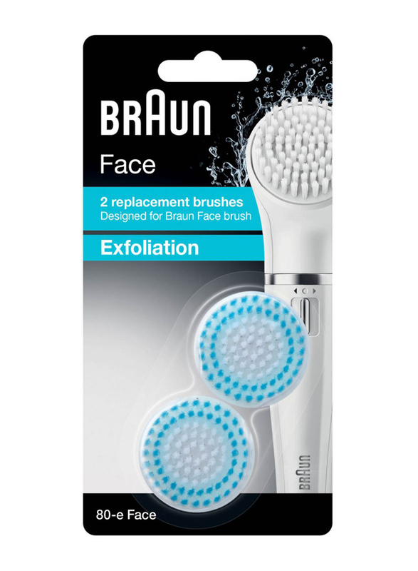 Braun SE 80-E Face Exfoliation Replacement Brush Set, 2 Pieces, Blue/White