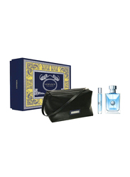 Versace 3-Piece Pour Homme Gift Set for Men, 100ml EDT, 10ml Travel Spray + Pouch