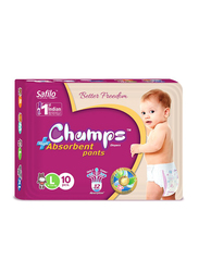 Champs High Absorbent Baby Pants Diapers, Size L, 9-14 kg, 10 Count