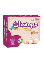 Champs High Absorbent Baby Pants Diapers, Size S, 4-8 kg, 60 Count