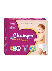 Champs High Absorbent Baby Pants Diapers, Size M, 7-12 kg, 18 Count