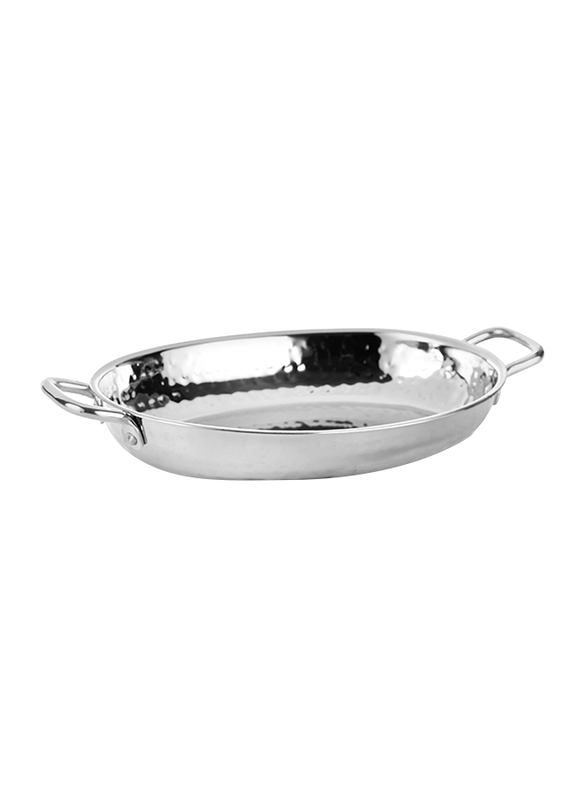

Kedge 1Ltr Stainless Steel Oval Frying Pan 4 Por (6x4), with Hammered Finish, 25x18 x3.75 cm, Silver