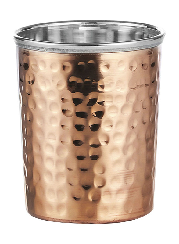 

Kedge 280ml Stainless Steel Amrapali Glass Tumbler (6x6), with Pure Copper Hammered Finish, 8.85 x 7.5cm, Copper