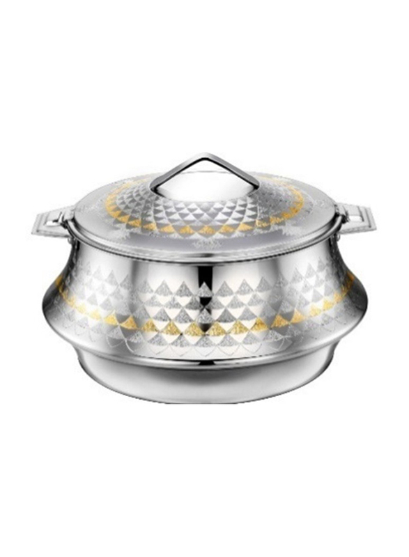 

Pradeep 2.5 Ltr (12) Dana Stainless Steel Hot Pot, Silver/Gold