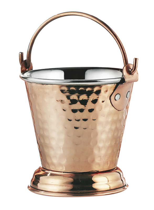 

Kedge Stainless Steel Round Gravy Bucket 2 Por (12), with Hammered Finish, 11 x 12cm, Silver/Copper