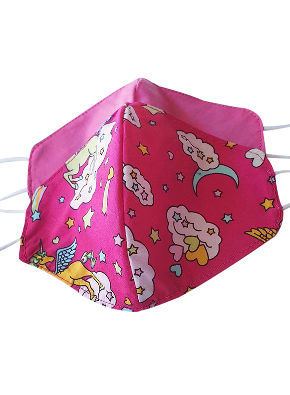 

The Artisan Corner Unicorn and Rainbow Printed Reversible Face Mask for Kids, 4+ Years, Pink, 1 Piece
