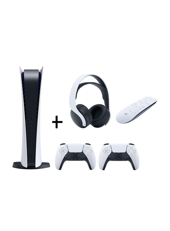 

Sony PlayStation 5 Console + PS5 PULSE 3D Wireless Headset + PS5 DualSense Wireless Controller + PS5 Media Remote for PlayStation 5, White/Black