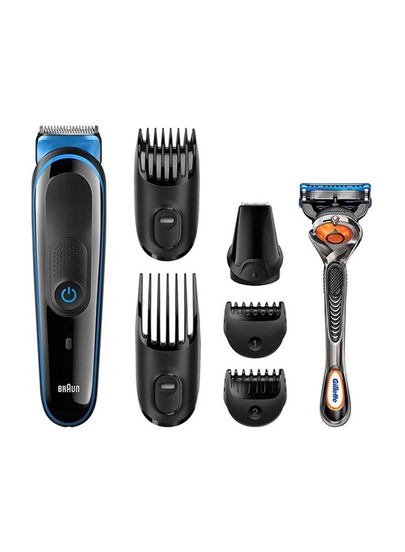 

Braun Multi Grooming Kit 7-in-1 Precision Trimmer for Men, MGK3045, Black/Blue