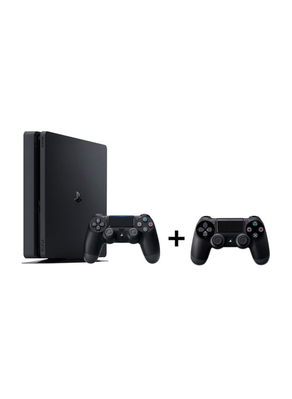 Sony PlayStation 4 Slim Gaming Console, 500GB, with 2 Dualshock 4 Controller, Black